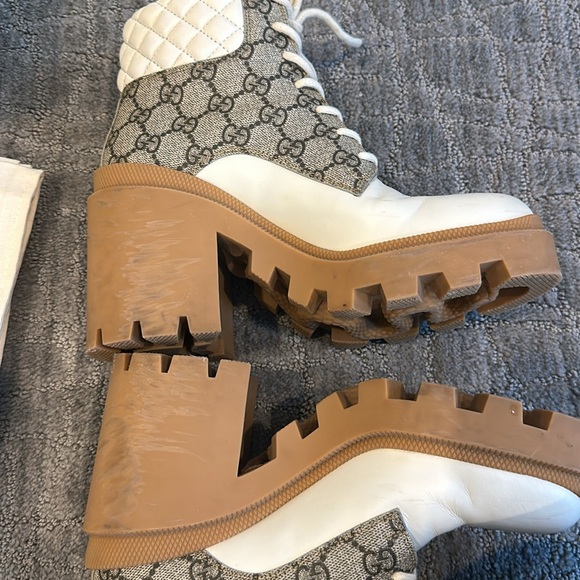 Gucci Apollo boots with GG canvas and white leather sz 7.5 - Picture 8 of 8